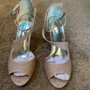 Champagne glittered heeled sandals
